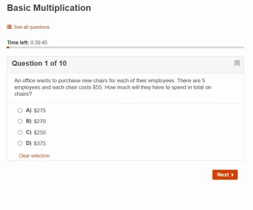 A question about music multiplication is shown.